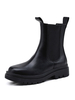 Bottines Plates Femmes Hivers Elastique à Cuir Synthétique avec Bout Rond Unicolore