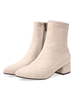 Bottines pour dames noires en daim micro bout pointu à bouts pointus talon épais 2 "