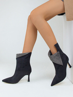 Bottines pour femmes avec strass bottes de soirée en daim à bout pointu