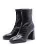 Bottines pour femmes Bottines carrées Chunky Heel Cuir Cuir Noir Bottines Bottines