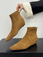 Bottines pour femmes Bottines plates à bout carré en daim camel