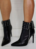 Bottines pour femmes bout pointu talon aiguille en cuir PU hauts hauts bottines noires