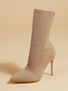 Bottines pour femmes; bout pointu; talon aiguille; tissu élastique; abricot profond; bottines