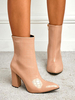 Bottines pour femmes; bout pointu; talon épais; bottines en cuir PU abricot