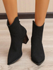 Bottines pour femmes; bout pointu; talons épais; bottines noires en cuir suédé