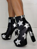 Bottines pour femmes; bout rond géométrique; talon épais; bottines en cuir PU