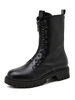 Bottines pour femmes bout rond talon épais en cuir PU bottines noires