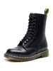 Bottines pour femmes bout rond talon plat verni PU supérieur à lacets bottines noires