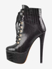 Bottines pour femmes détails en métal noir Bottes en cuir PU Bout rond Talon aiguille