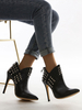 Bottines pour femmes en cuir PU noir bout pointu Rivets bottines à talons aiguilles