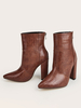 Bottines pour femmes en cuir Synthétique marron à bout pointu à motif de pierre