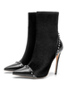 Bottines pour femmes en cuir Synthétique noir bout pointu Rivets talon aiguille bottines à talons hauts