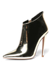 Bottines pour femmes en cuir Synthétique or clair bout pointu talon aiguille bottines à talons hauts
