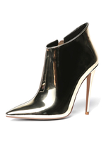 Bottines pour femmes en cuir Synthétique or clair bout pointu talon aiguille bottines à talons hauts