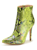 Bottines pour femmes en cuir Synthétique vert bout pointu fermeture éclair talon aiguille bottines imprimées en peau de serpent