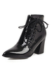 Bottines pour femmes en cuir verni à bout pointu; talon évasé; chaussons 3.1 "