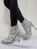 Bottines pour femmes noires en micro daim à bout pointu et imprimé léopard bottines à talons aiguilles