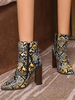 Bottines pour femmes serpent bottes en cuir PU Bout pointu Talon épais