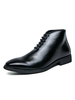 Bottines pour homme confortables en cuir PU à bout pointu bottines noires