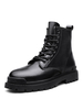 Bottines pour homme Fabuleux cuir PU bout rond à lacets bottes Martin noires