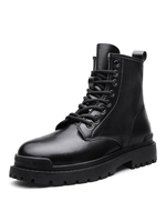 Bottines pour homme Fabuleux cuir PU bout rond à lacets bottes Martin noires