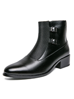 Bottines pour hommes Chaînes PU cuir rond boits botties noires