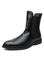 Bottines pour hommes confortables en cuir PU à bout pointu et fermeture à glissière; bottines noires