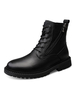 Bottines pour hommes en cuir PU confortables à bout rond à lacets; bottes Martin noires