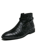 Bottines pour hommes en cuir PU modernes à bout rond; plus la taille des bottes de cowboy noires