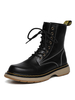 Bottines pour hommes modernes à bout rond à lacets en cuir PU Bottes Martin noires