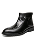 Bottines pour hommes Zipper Stripes Motif PU Cuir Bout Rond Bottines Noires
