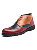 Bottines rouges pour hommes Bottines confortables en cuir PU à bout rond