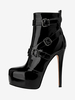 Bottines Sexy Noires À Plateforme Bout Pointu Avec Boucle Pour Femme