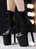 Bottines sexy noires à plateforme et talon aiguille pour pole dance