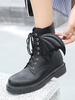 Bottines Talons Hautes Femmes Hiver à Cuir Synthétique à Bout Rond à Lacets Unicolore Décors avec Les ailes