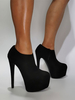 Bottines Talons Hautes Fins Sexy avec Plateforme Femmes à Cuir Synthétique en Crôute avec Bout Rond Unicolore Bottes Sexy