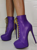 Bottines Talons Hautes Sexy avec Plateforme Femmes à Cuir Synthétique Vernis à Lacets Bicolores avec Bout Rond Hiver Talons Hautes Aiguilles