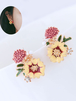 Boucle doreille en métal fleuri pour femme