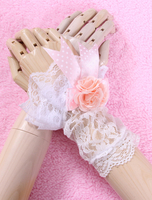 Boucles blanches fleurs dentelle Lolita synthétiques gants Déguisements Halloween
