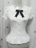Boucles blanches volants coton Chic Lolita chemise pour femmes Déguisements Halloween