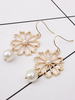 Boucles doreille Blond Cut Out Métal Rond Brillant Imitation Perle Percé Femme Bijoux