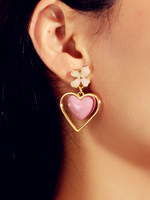 Boucles doreille en alliage de zinc rose pâle en forme de coeur pour femme