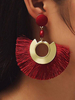 Boucles doreilles à franges Boutons franges Hoop Button Boucles doreilles Boho Bijoux
