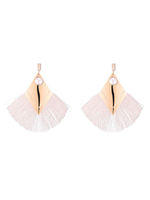 Boucles doreilles à franges en métal avec perle festonnée