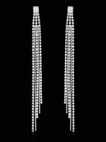 Boucles doreilles Argent Frange Métal Rond Brillant Strass Bijoux Femmes Percées