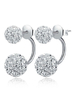 Boucles Doreilles Argent Shamballa Métal Rond Brillant Strass Bijoux Femmes Percées