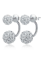 Boucles Doreilles Argent Shamballa Métal Rond Brillant Strass Bijoux Femmes Percées