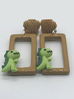 Boucles Doreilles Bijoux Rectangulaires En Plastique Embossé Kaki Kaki