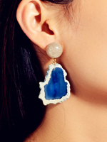 Boucles doreilles Bleu Métal Percé Bijoux Femme
