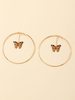 Boucles Doreilles Blond Papillon Métal Rond Brillant Non Pierre Percée Bijoux Femme
